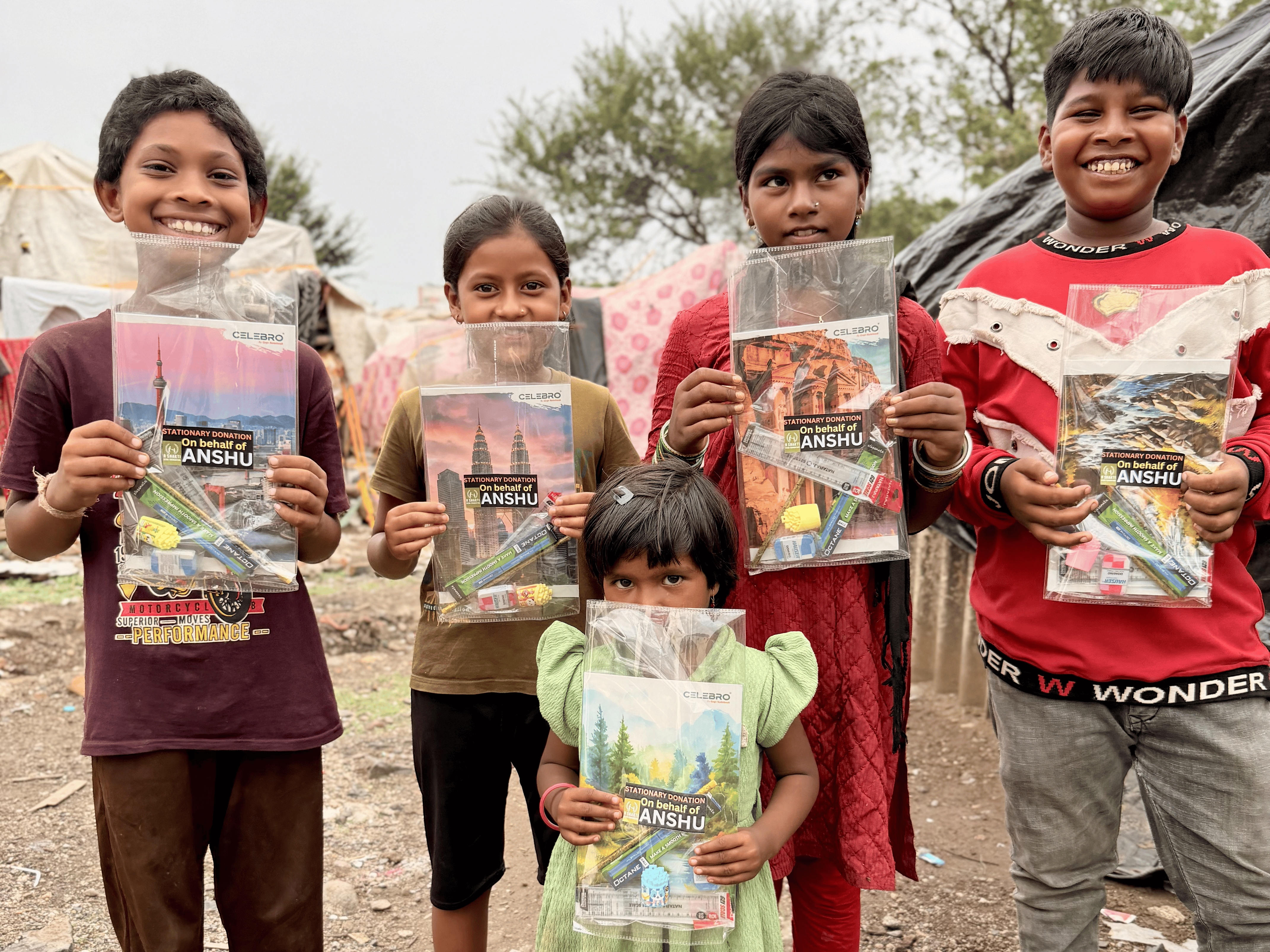 Stationery donation drive at Zila Parishad School, Hingna